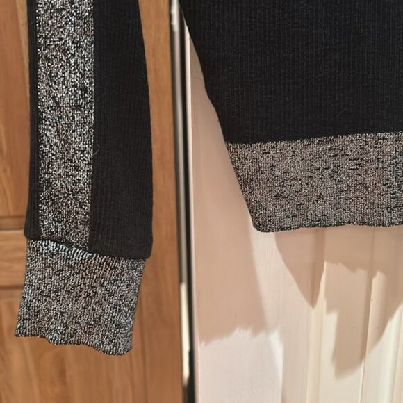 BALMAIN Lurex Striped Cropped Knit Hoodie Sz 40 - Picture 8 of 13